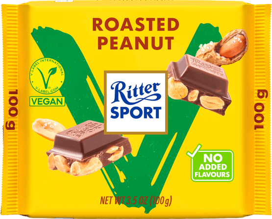 Foto van Ritter Sport Roasted peanut op witte achtergrond