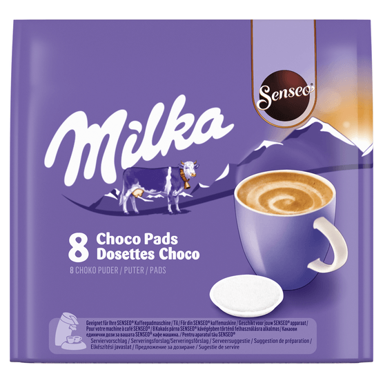 Foto van Senseo Koffiepads milka choco op witte achtergrond