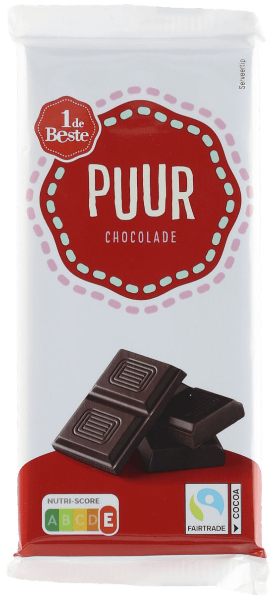 Foto van 1 de Beste Chocoladereep puur op witte achtergrond