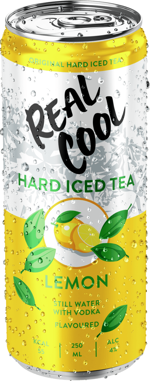 Foto van Real Cool Hard iced tea lemon op witte achtergrond
