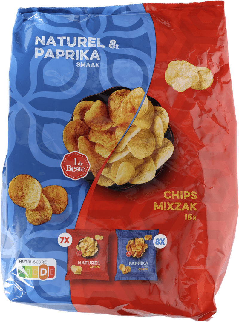 1 De Beste Chips mixzak naturel/paprika 15 st.