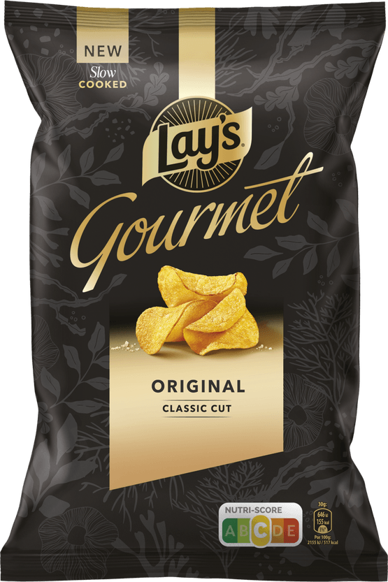 Foto van Lay's Chips gourmet original classic cut op witte achtergrond