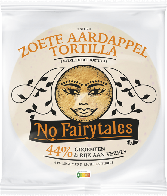 Foto van No Fairytales Tortilla zoete aardappel op witte achtergrond