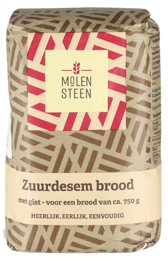 Foto van Molensteen Broodmix zuurdesem op witte achtergrond