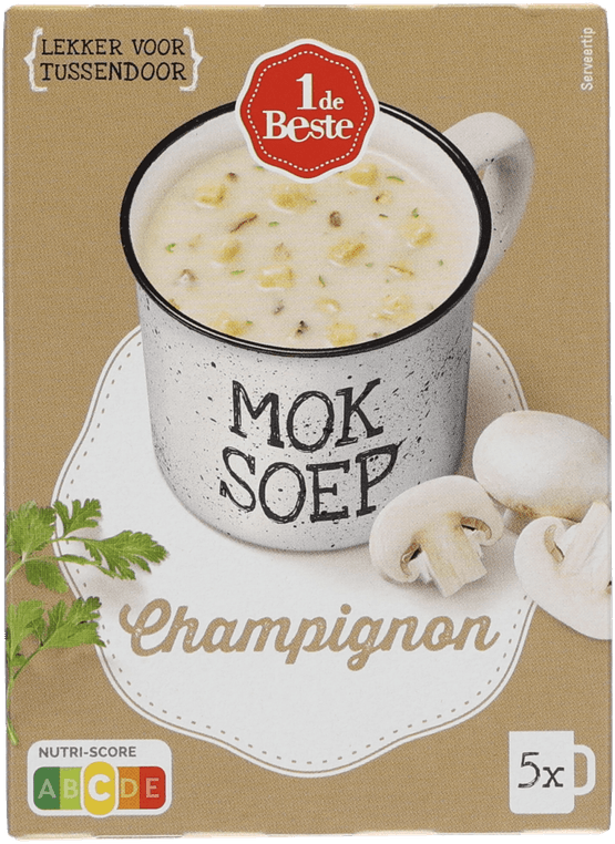 Foto van 1 de Beste 1 kop soep champignon 5 st. op witte achtergrond