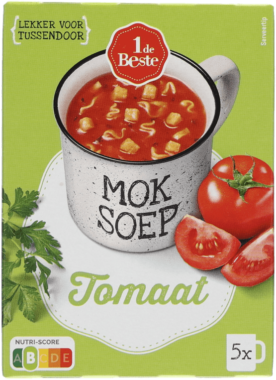 Foto van 1 de Beste 1 kop soep tomaat 5 st. op witte achtergrond