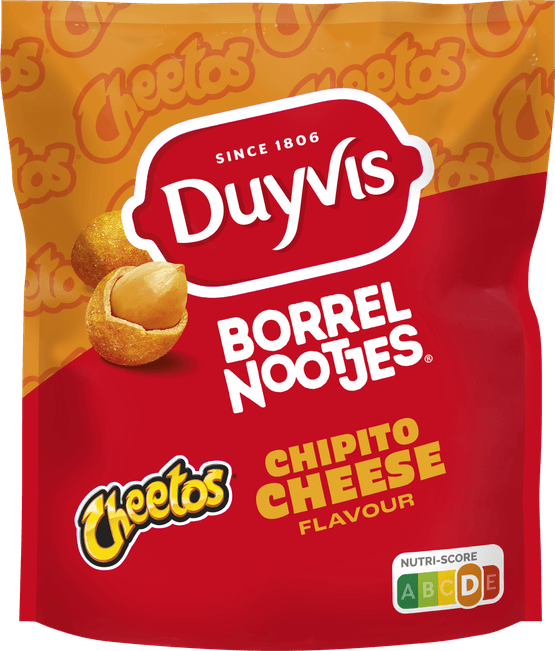 Foto van Duyvis Borrelnootjes cheetos chipito cheese op witte achtergrond