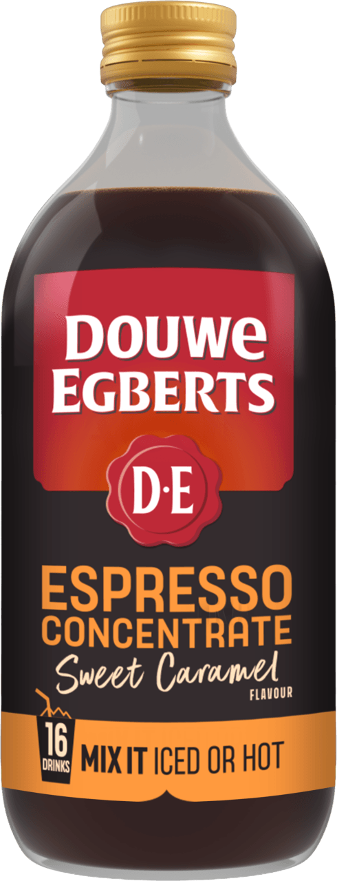 Foto van Douwe Egberts Espresso concentrate sweet caramel op witte achtergrond