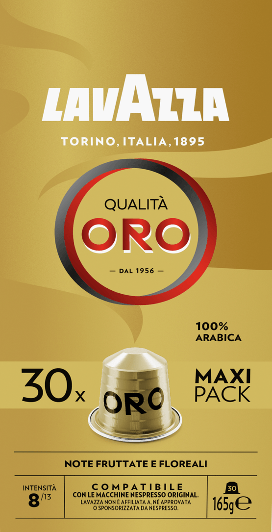 Foto van Lavazza Koffiecups alu qualita oro sterkte 8 op witte achtergrond