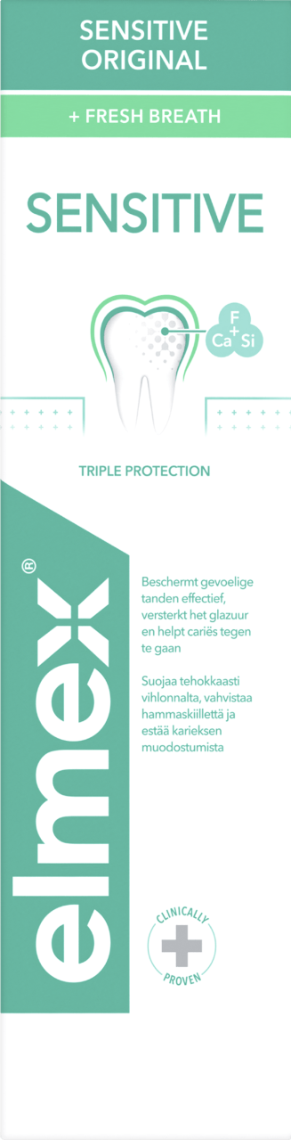 Foto van Elmex Tandpasta sensitive fresh breath op witte achtergrond