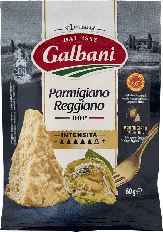 Foto van Galbani Parmigiano raggiano dop op witte achtergrond