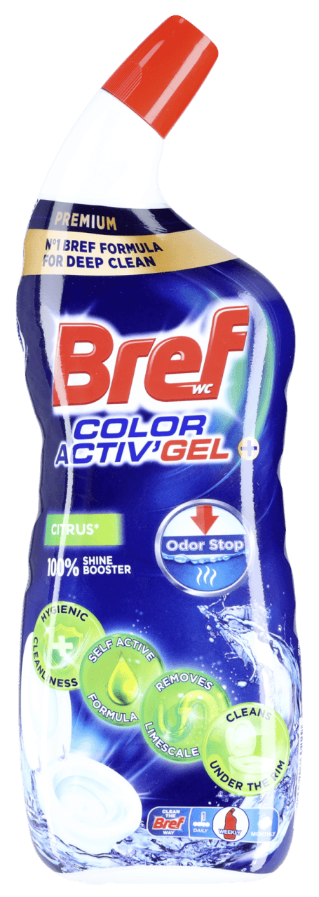 Foto van Bref Wc gel citrus op witte achtergrond