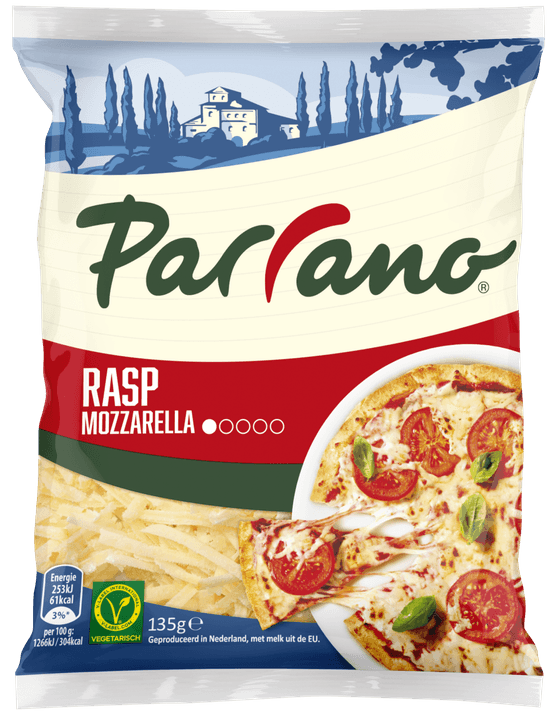 Foto van Parrano Mozzarella geraspt 40+ op witte achtergrond