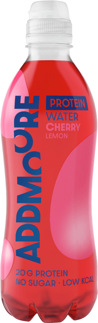 Foto van Protein water cherry lemon op witte achtergrond
