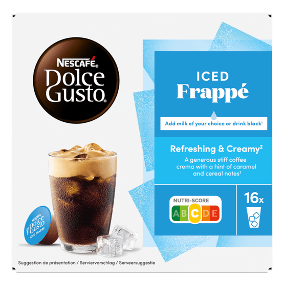 Foto van Nescafé Dolce gusto iced frappe op witte achtergrond