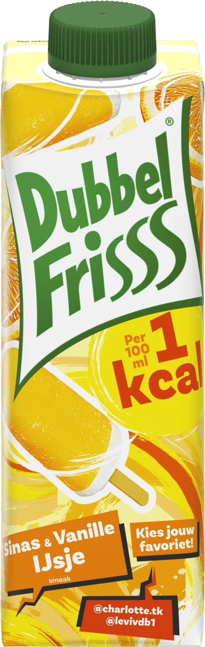 Foto van Dubbelfrisss Sinas & vanille ijs 1kcal op witte achtergrond