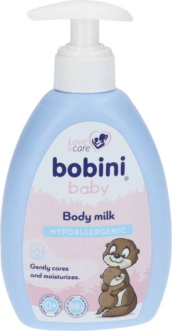 Foto van Bobini Baby body milk op witte achtergrond