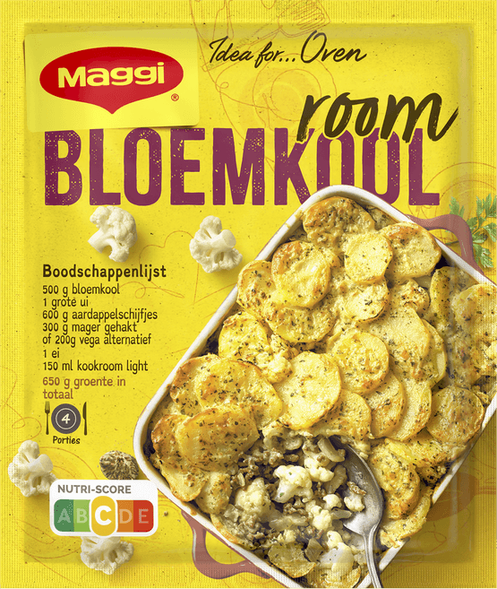 Foto van Maggi Ovenschotel bloemkool-room op witte achtergrond