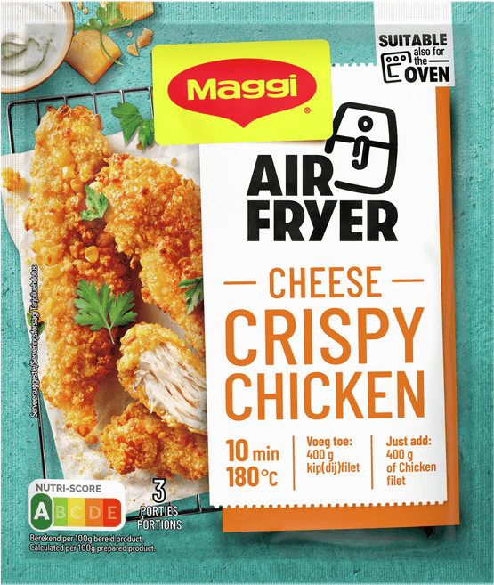 Foto van Maggi Kruidenmix airfryer crispy cheese op witte achtergrond