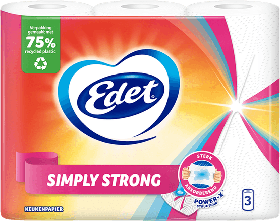Foto van Edet Keukenpaptier simply strong 3 rollen op witte achtergrond