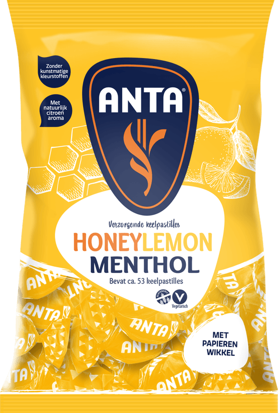 Foto van Anta Honey lemon menthol op witte achtergrond