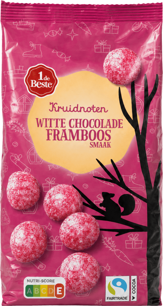 Foto van 1 de Beste Kruidnoten witte chocolade framboos op witte achtergrond