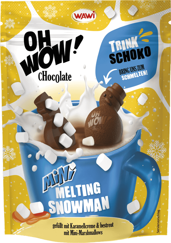 Foto van Wawi Mini melting snowman melk op witte achtergrond