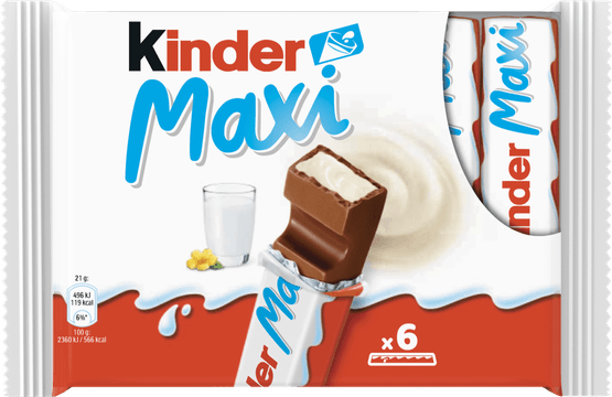 Foto van Kinder Maxi 6st. op witte achtergrond