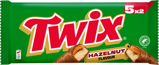 Foto van Twix Hazelnoot 5-pack op witte achtergrond