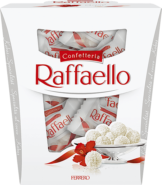 Foto van Ferrero Raffaello op witte achtergrond