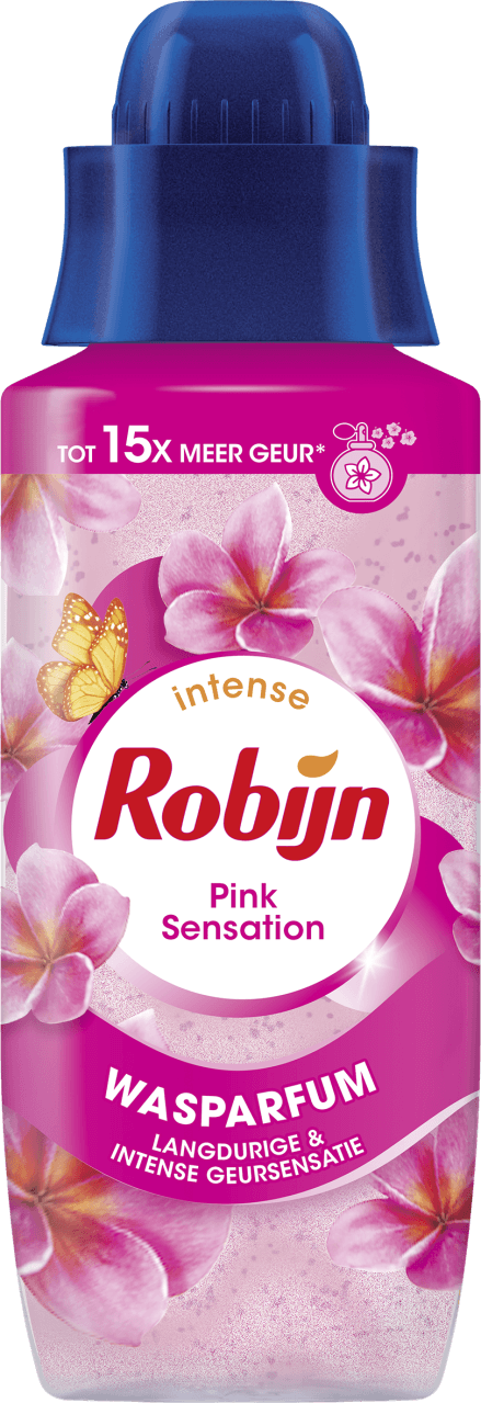 Foto van Robijn Wasparfum pink sensation op witte achtergrond