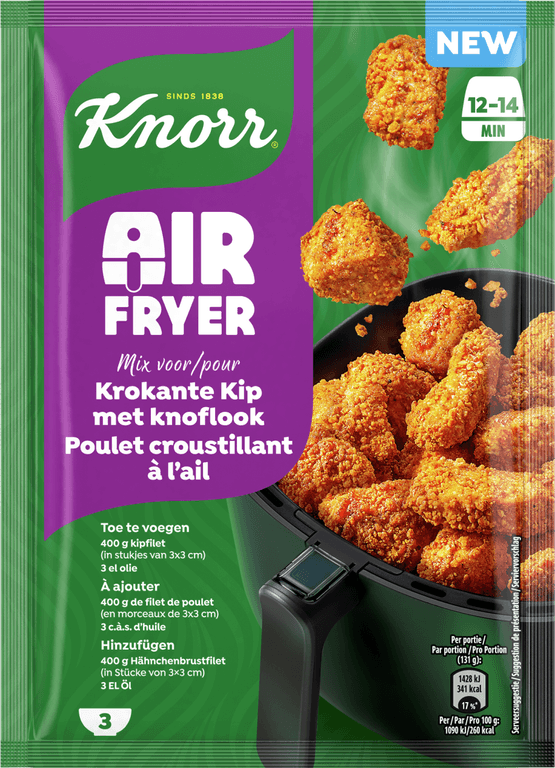 Foto van Knorr Kruidenmix airfryer knoflook kip op witte achtergrond