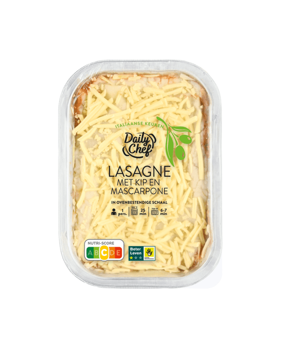 Foto van Daily Chef Lasagne kip mascarpone op witte achtergrond