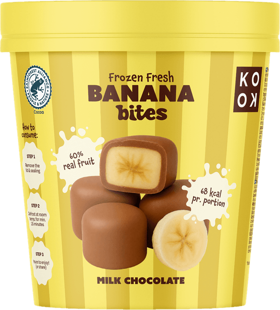 Foto van Koko Bevroren banaan in melkchocolade op witte achtergrond