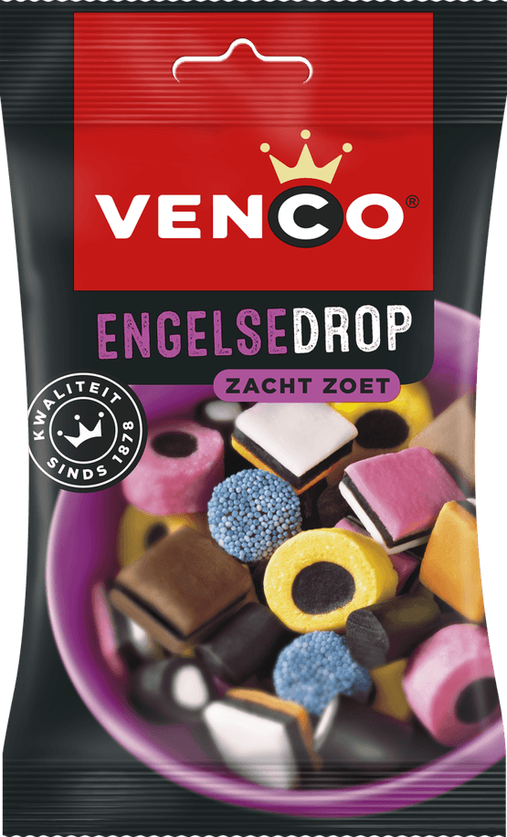 Foto van Venco Engelse drop op witte achtergrond