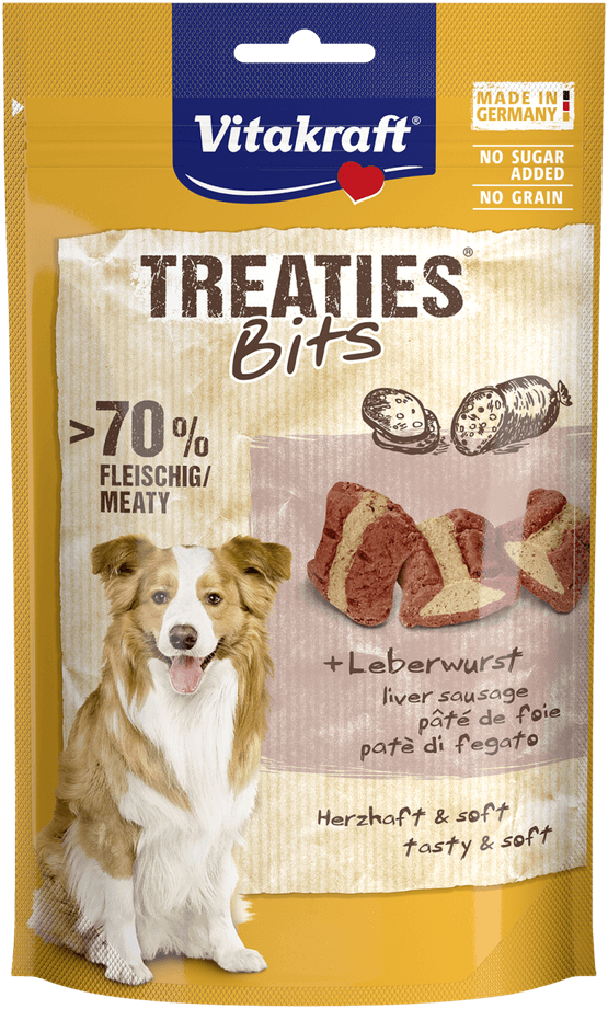 Foto van Vitakraft Hondensnacks treaties bits leverworst op witte achtergrond