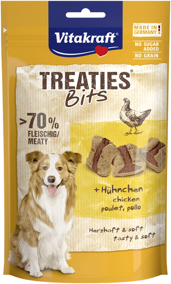 Foto van Vitakraft Hondensnacks treaties bits kip bacon op witte achtergrond