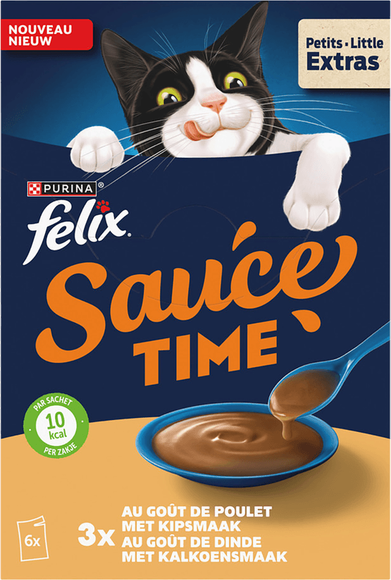 Foto van Felix Kattenvoer sauce time kip kalkoen 6st. op witte achtergrond