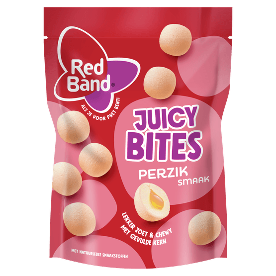 Foto van Red Band Bites peach op witte achtergrond