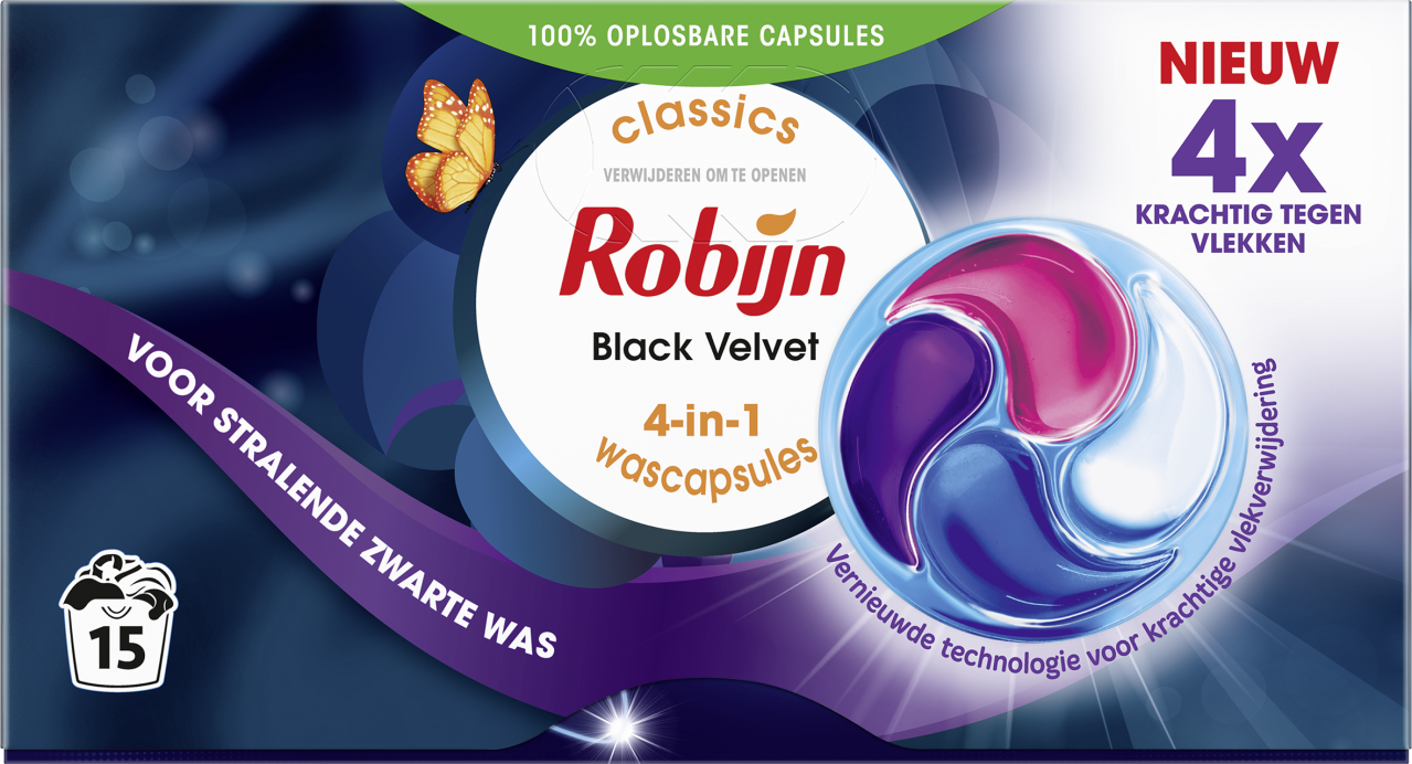 Robijn Vloeibaar wasmiddel caps 3 in 1  black velvet