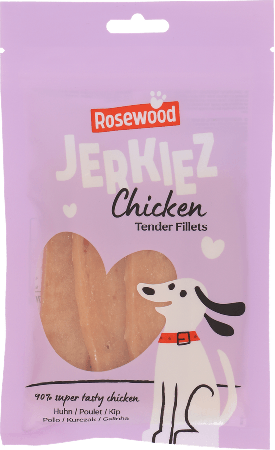 Foto van Rosewood Hondensnacks chicken tender fillets op witte achtergrond