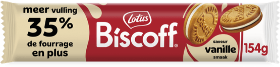 Foto van Lotus Biscoff speculoos vanille op witte achtergrond
