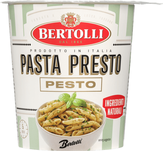 Foto van Bertolli Pasta presto pesto op witte achtergrond