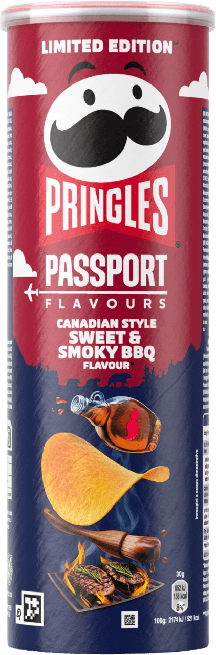 Foto van Pringles Chips candian style sweet&smoky bbq op witte achtergrond