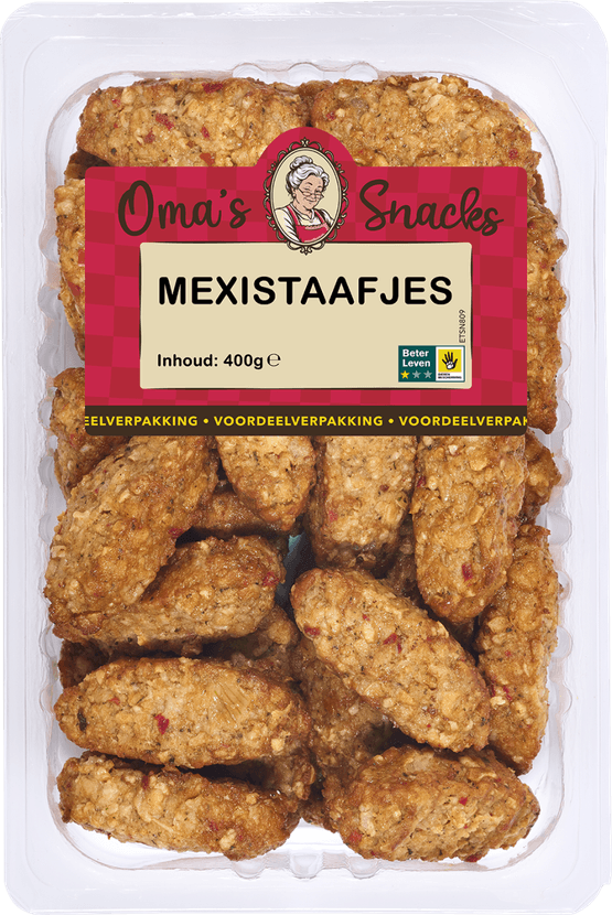 Foto van Oma's snacks mexistaafjes voordeel op witte achtergrond