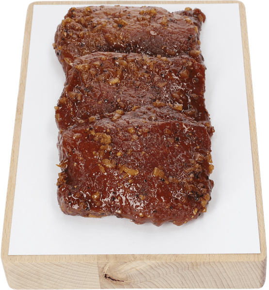 Foto van Vleeschmeesters Actie rundersteak alm black pepper op witte achtergrond