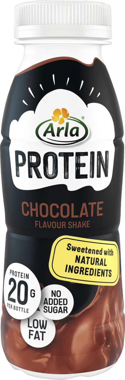 Foto van Arla Protein shake chocolade op witte achtergrond