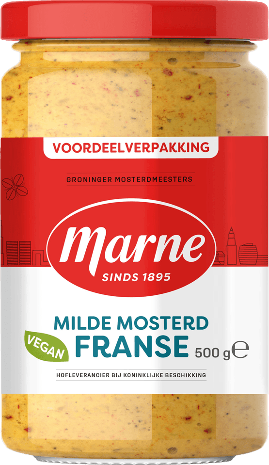 Foto van Marne Franse mosterd pot op witte achtergrond