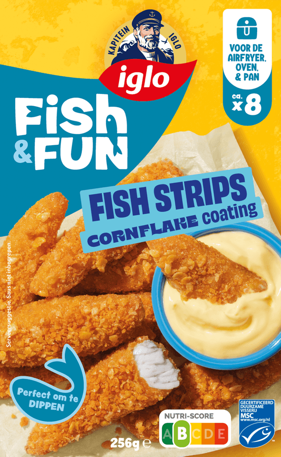 Foto van Iglo Fish&fun fish strips op witte achtergrond