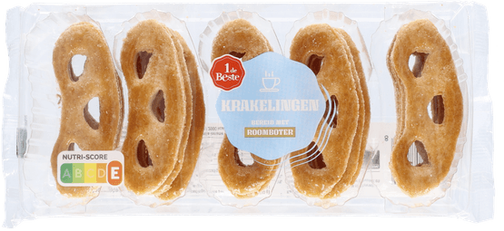 Foto van 1 de Beste Krakelingen roomboter op witte achtergrond